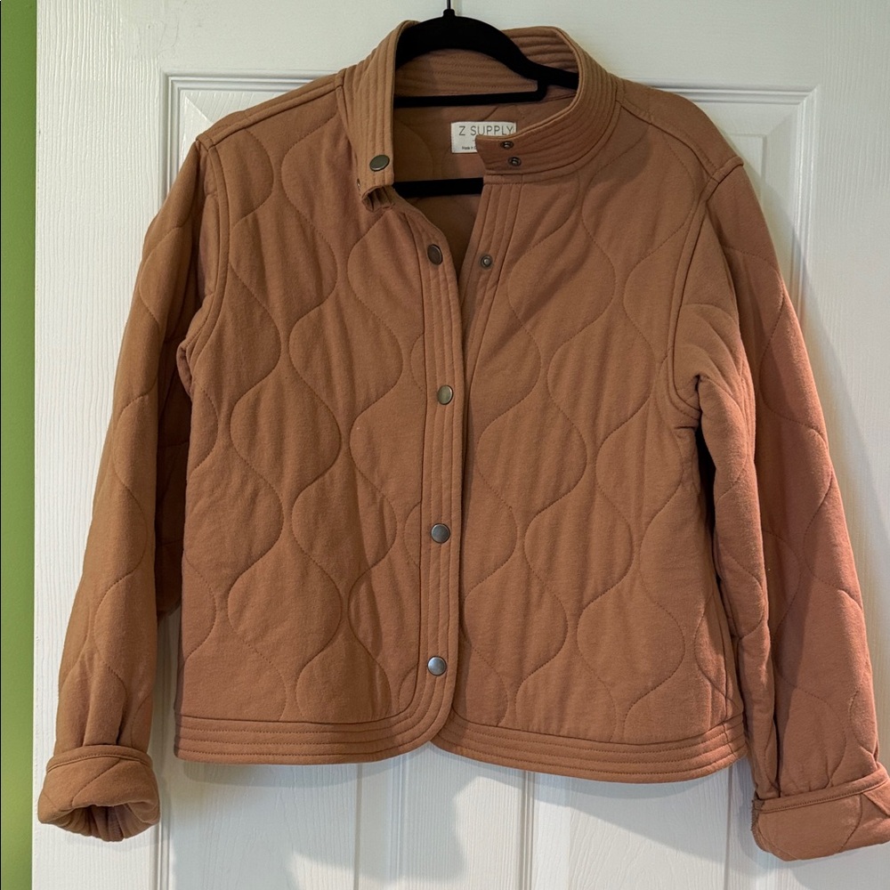 Z Supply Women's Quilted Brown Puffer Jacket